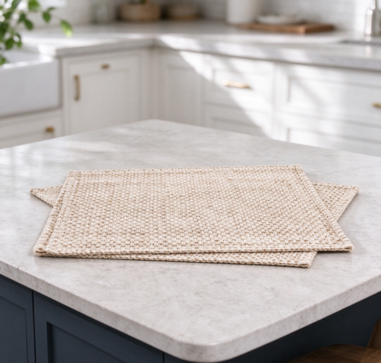 Off-White Woven Square Cotton-Linen Placemat - Image 2