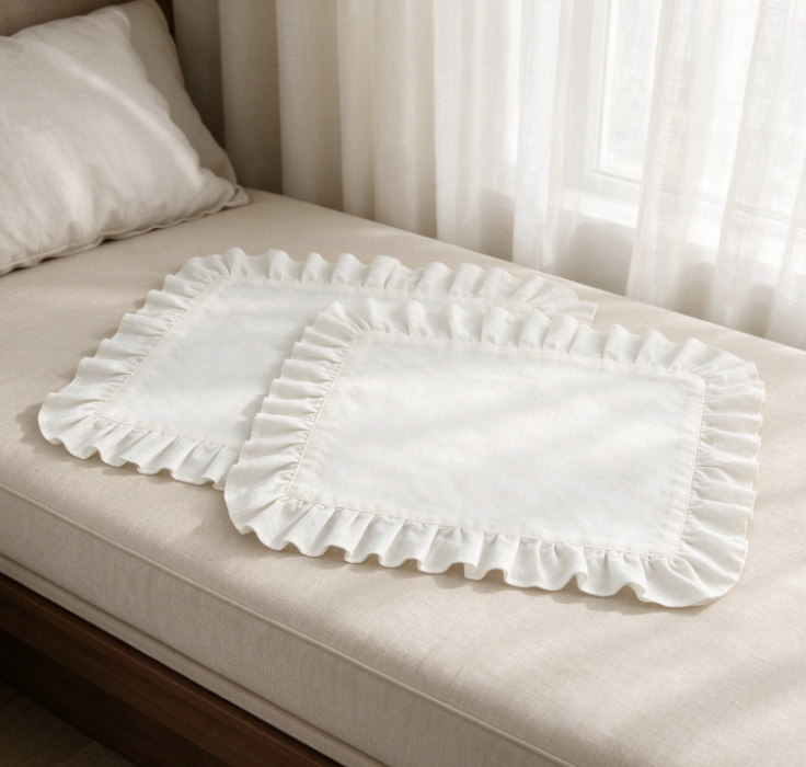 Off-White Pleated-Trim Cotton-Linen Placemat | Elegant Table Decor - Image 2
