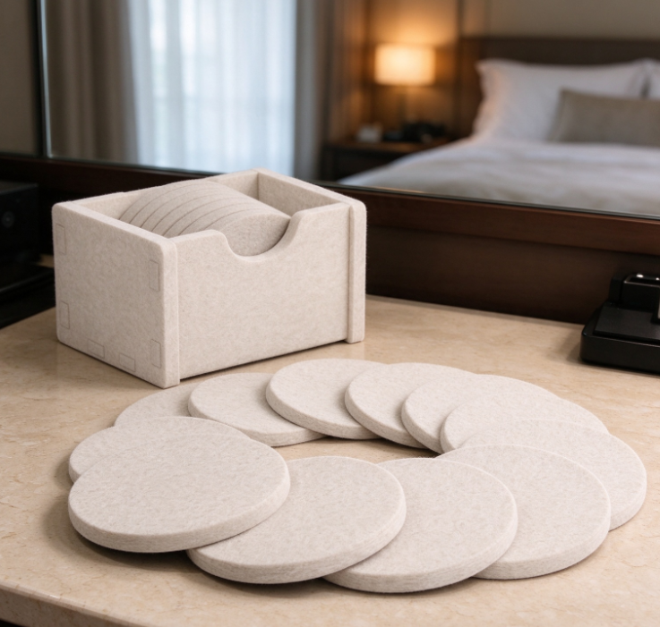 Off-White Felt Coaster Set | Soft and Thick - Image 2