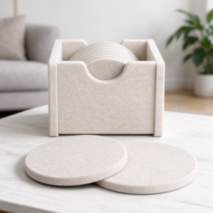 Off-White Felt Coaster Set | Soft and Thick