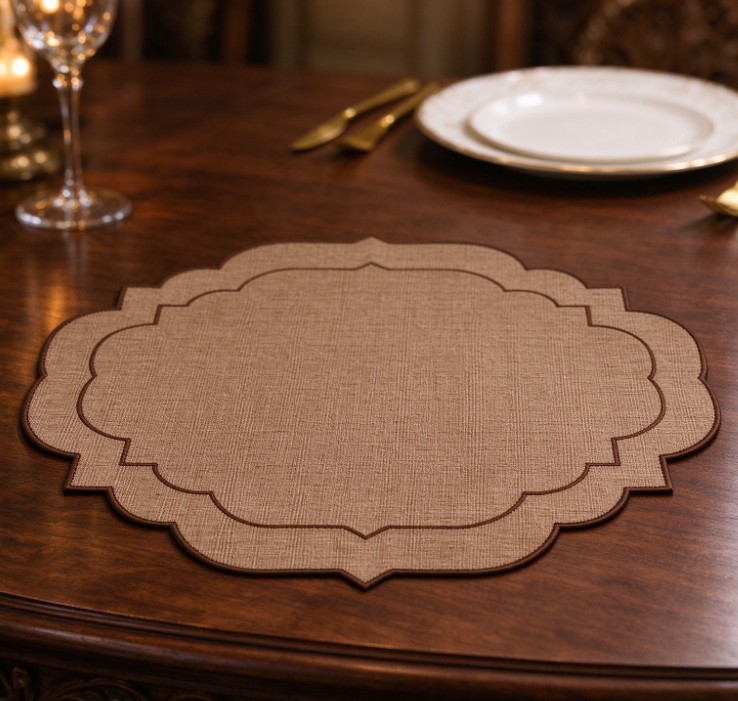 Vintage-Style Shaped Cotton-Linen Placemat