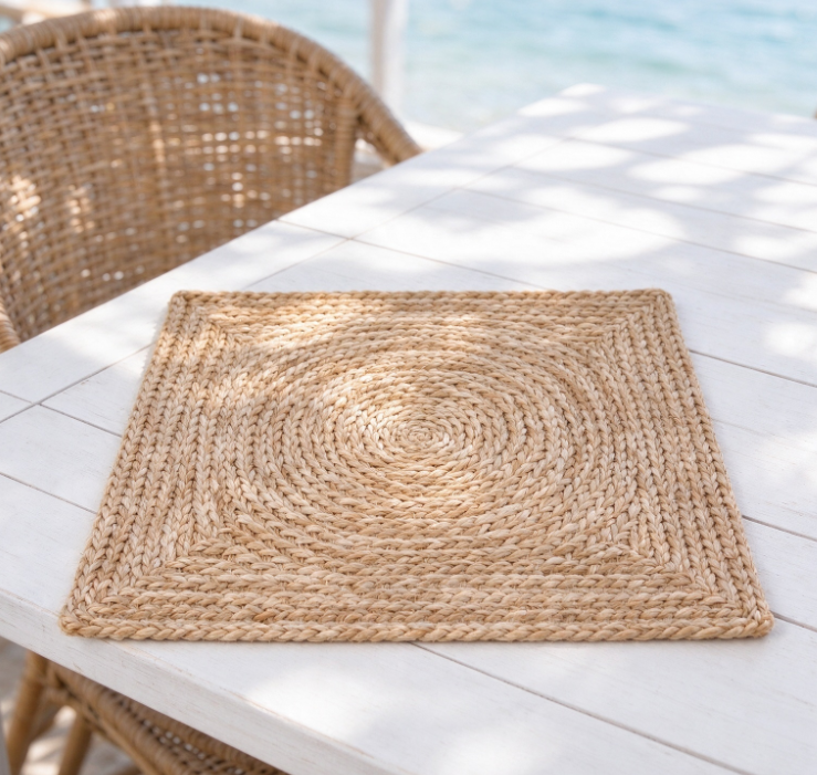 Woven Jute Square Placemat | Rustic-Style Table Mat